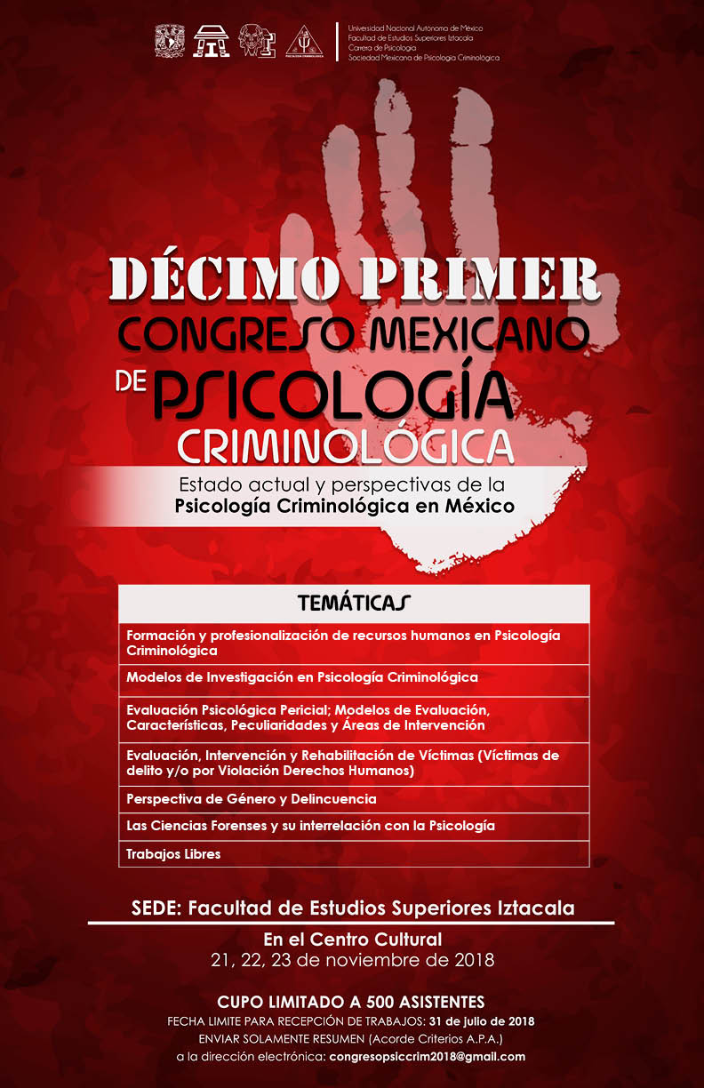 Décimo primer Congreso Mexicano de Psicología Criminológica